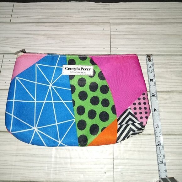 Georgia Perry for Clinique Cosmetic Makeup Bag Zipper Pouch 9 x 6 inch - Picture 6 of 8